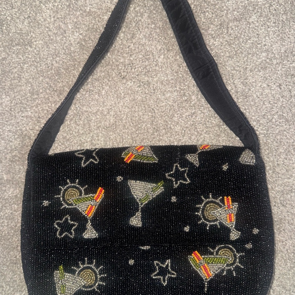 Black Beaded Shoulder Bag